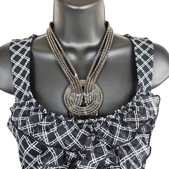 White House/Black Market, women's black and white plaid top, Sz XXS - Picture 5 of 5